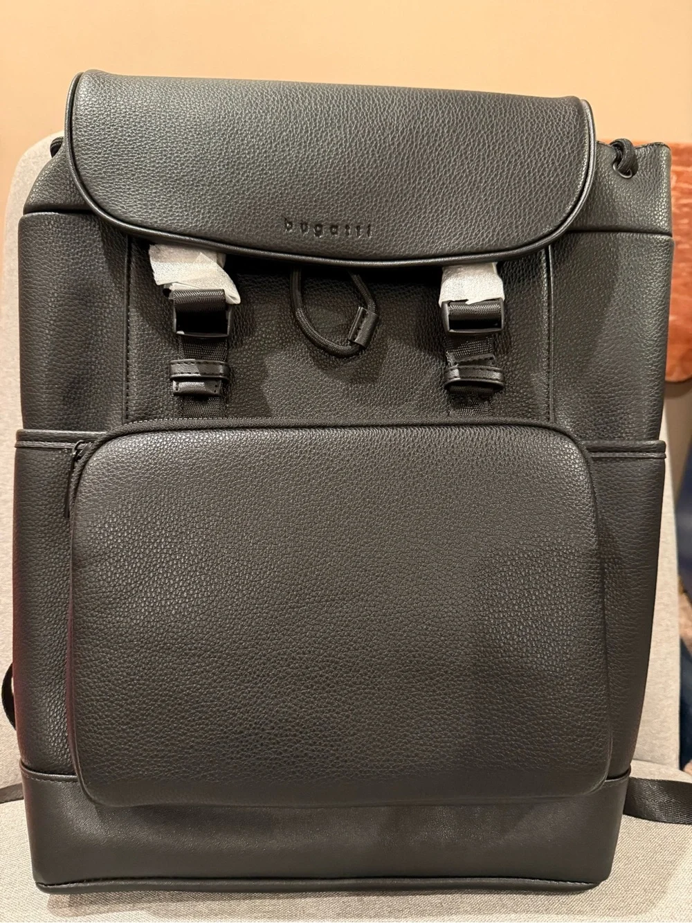 Bugatti Central Black Men's Leather Backpack